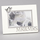 Mr and Mrs Frame with Silver Double Hearts Holds 4x6 Photo