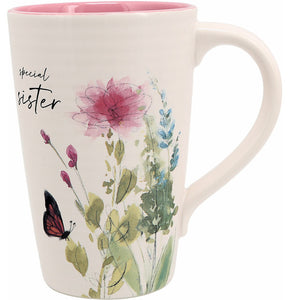 Meadows of Joy Butterfly Floral 17 oz. Mug Special Sister