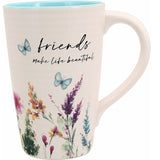 Meadows of Joy Butterfly Floral 17 oz. Mug Friends Make Life Beautiful