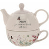 Meadows of Joy Butterfly Floral Tea for One 14.5 oz Teapot and 10 oz. Cup Mom You Warm Our Hearts with Love
