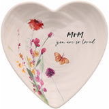 Meadows of Joy Butterfly Floral 4.5" Heart Keepsake Dish Mom You Are So Loved