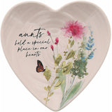 Meadows of Joy Butterfly Floral 4.5" Heart Keepsake Dish Aunts Hold A Special Place In Our Hearts