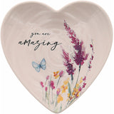 Meadows of Joy Butterfly Floral 4.5" Heart Keepsake Dish You Are Amazing