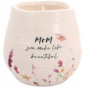 Meadows of Joy Butterfly Floral 8 oz. Soy Wax Candle Mom You Make Life Beautiful with Tranquility Scent