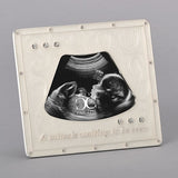 Baby's Ultrasound Frame "A Miracle Waiting to be Seen" in Ivory and Silver Jewels Holds 4x3 Photo