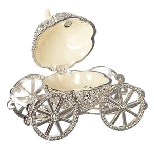 Jeweled Silver Pumpkin Carriage Keepsake Trinket Box