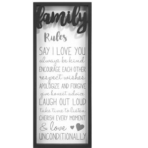 Family Rules Wooden 6" x 15" Décor Sign