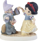 Precious Moments Disney Snow White and The Seven Dwarfs Dance Your Cares Away Bisque Porcelain Figurine