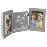 Malden Love My Grandkids Tri-Fold Double Picture Frame Holds Two 4" x 6" Photo