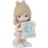 Precious Moments Mom, You Deserve The World Girl Bisque Porcelain Figurine