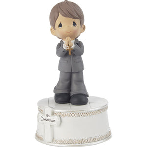 Precious Moments First Holy Communion Boy Figurine Musical Plays the Lord's Prayer