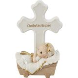 Precious Moments Cradled in His Love Girl Figurine with Cross