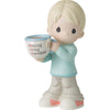 Precious Moments Blond Boy Holding Mug With MOM Acronym Figurine