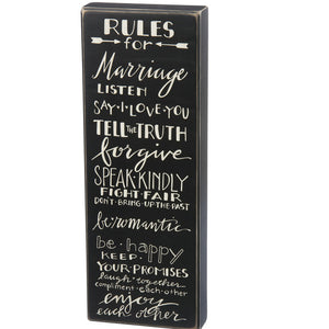 Box Sign - Rules For Marriage Enjoy Each Other