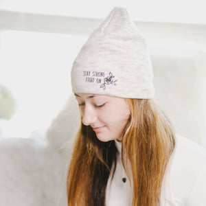Stay Strong Fight On Gray Beanie Hat