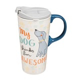 My Dog Thinks I'm Awesome 17 oz. Travel Cup with Lid and Box