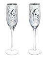 Mr & Mrs Champagne Flutes in Silver Metallic Set of 2