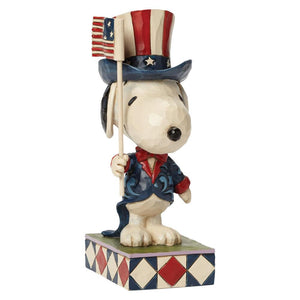 Jim Shore Peanuts Patriotic Snoopy with American Flag Figurine