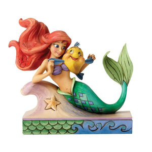 Jim Shore Disney The Little Mermaid Princess Ariel with Flounder Figurine "Fun and Friends"