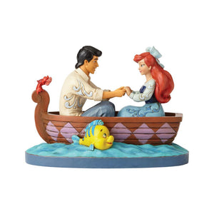 Jim Shore Disney The Little Mermaid Princess Ariel and Prince Eric Romantic Boat Ride Figurine "Waiting For A Kiss"