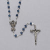 First Communion Blue Bead Rosary in Velvet Box