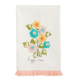 Mud Pie Happy Vibes Floral Embroidered Towel