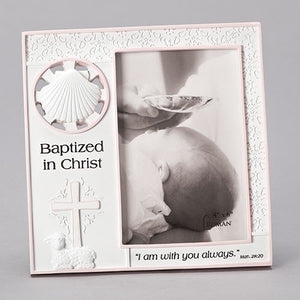 Baptized in Christ Pink Baptism Frame