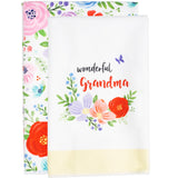 Wonderful Grandma Floral Tea Towels Gift Set of 2 