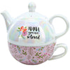 Nana You Are So Loved Floral Iridescent Tea for One 14.5 oz Teapot and 10 oz. Cup