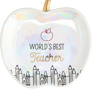 World's Best Teacher 4" Apple Keepsake Dish