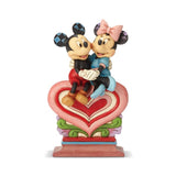 Jim Shore Mickey and Minnie Mouse Sitting on Heart Figurine