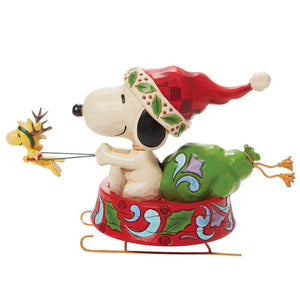 Jim Shore Santa Snoopy in Dog Bowl Sled Dashing through the Holidays