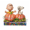 Jim Shore Peanuts Snoopy and Charlie Brown in Pumpkin Patch "Pumpkin Treats" Figurine