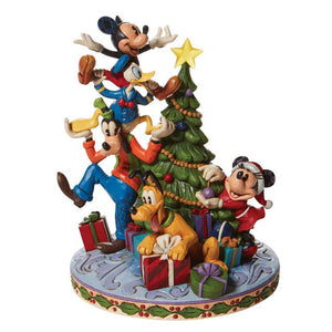 Jim Shore Disney Merry Tree Trimming Fab 5 Mickey Minnie Donald Pluto Goofy Decorating Tree