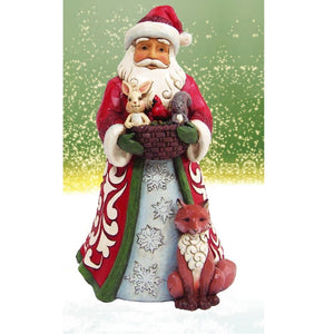 Jim Shore by Enesco Santa with Animals and Basket Christmas Spirit Worth Sharing Figurine