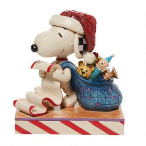 Jim Snore Peanuts Santa Snoopy with Bag of Toys and List "Checking It Twice" Figurine