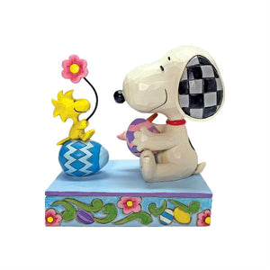 Jim Shore Peanuts Colorful Creations Snoopy & Woodstock Coloring Easter Eggs Figurine