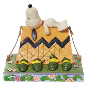 Jim Shore Peanuts Restful Campers Snoopy & Woodstock with Camping Tent Figurine