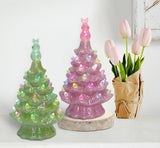 7.5" Green or Pink Ceramic Light Up Easter Tree with Bunny Top