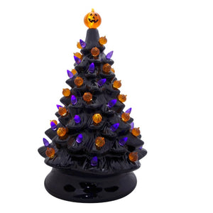 Black Haunted Halloween Ceramic Tree, 13"