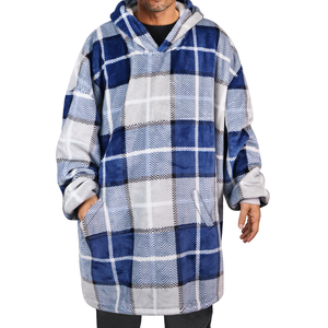 Mountain Lake Plaid Cozy Oversized Sherpa Blanket Pullover