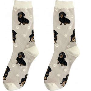 Black Dachshund Dog Happy Tails Socks