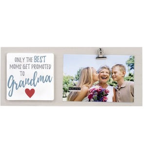 Malden Promoted to Grandma Wood Clip 4"x6" Photo Frame 