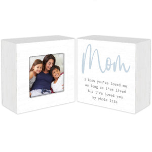 Malden Set of 2 Mom Sentiment Block and Picture Frame Holds 3" x 3" Photo