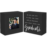 Set of 2 Graduation Sentiment Block and Picture Frame Holds 3" x 3" Photo