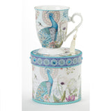 Porcelain Tea Mug Peacock in Gift Box