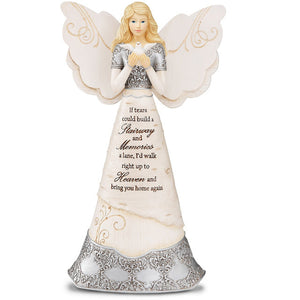 Sympathy Angel Holding Dove Figurine 8"