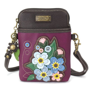 Chala Cellphone Crossbody Handbag Purple Forget Me Not