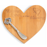 Lasting Love is a True Blessing Heart Bamboo Cheese Board with Spreader