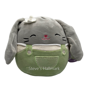  Spring Squishmallow Blake the Gray Bunny in Green Overalls 5" Stuffed Plush by Kelly Toy